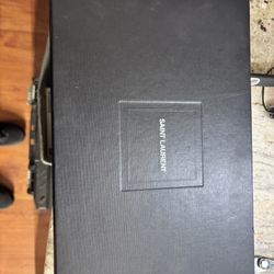 Ysl New Black CASSANDRE ENVELOPE CHAIN WALLET IN GRAIN DE POUDRE LEATHER