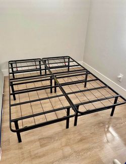 QUEEN SIZE METAL BED FRAME FOLDABLE (LIKE NEW) (VERY STURDY)