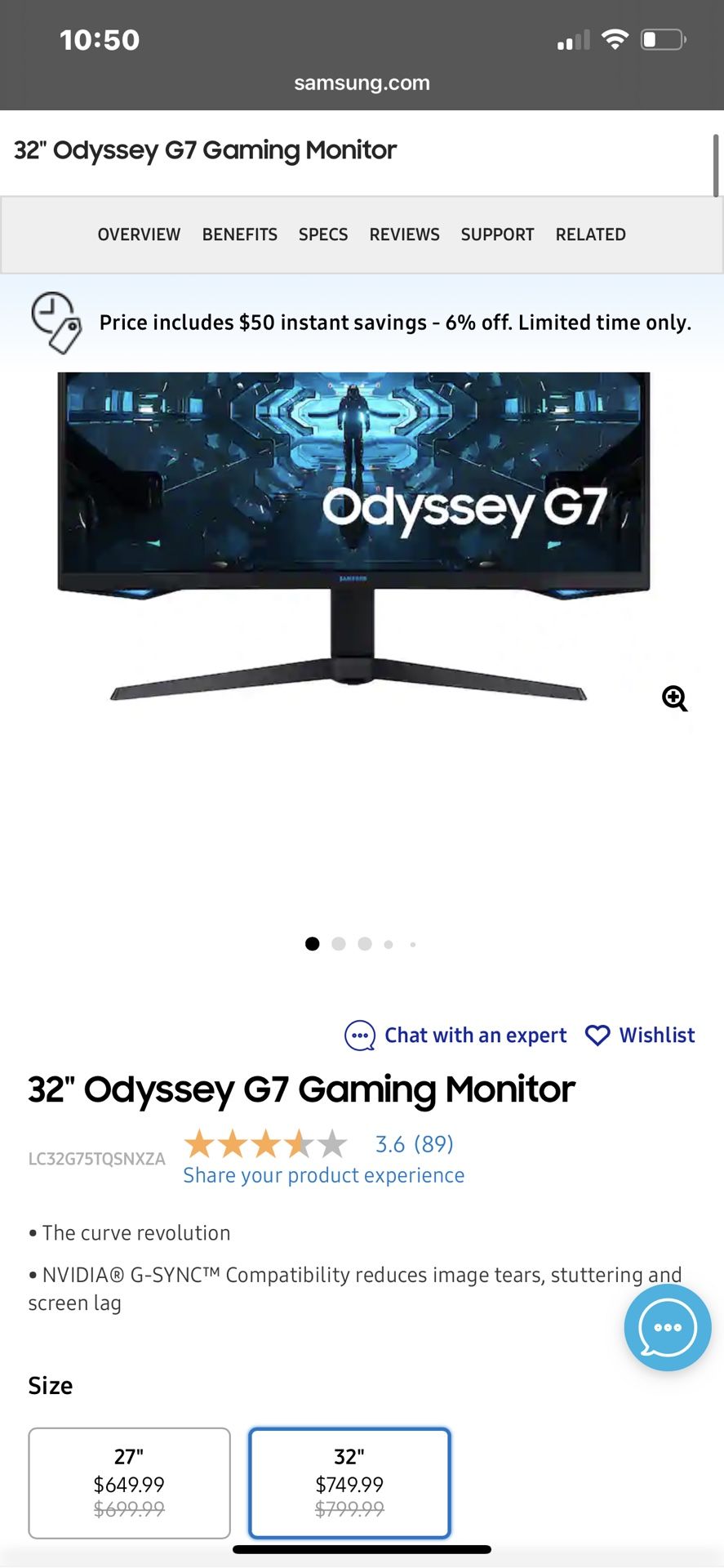 32” odyssey G7 Gaming Monitor