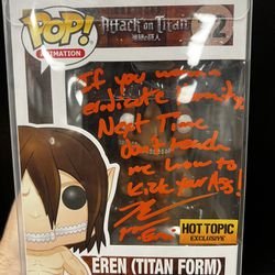 Eren (Titan Form) 22 Funko Pop Autographed by Bryce Papenbrook