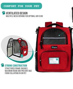 PetAmi Deluxe Pet Carrier Backpack, Red