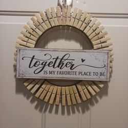 Handmade Farmhouse Clothes Pin Wreath 