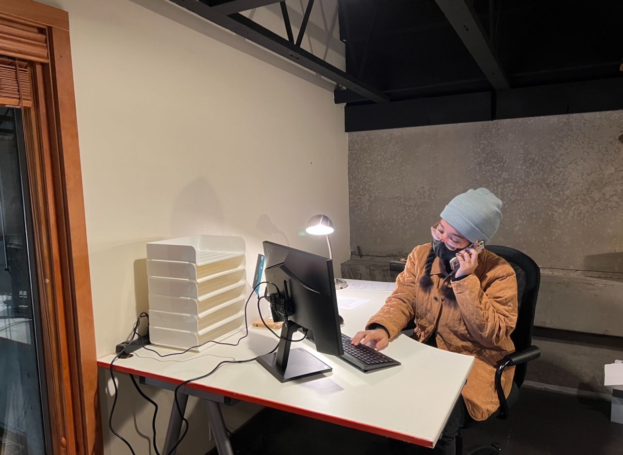 White IKEA Galant Corner Desks