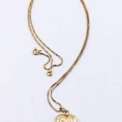 14K Yellow Gold Romantic Heart locket Necklace 4g