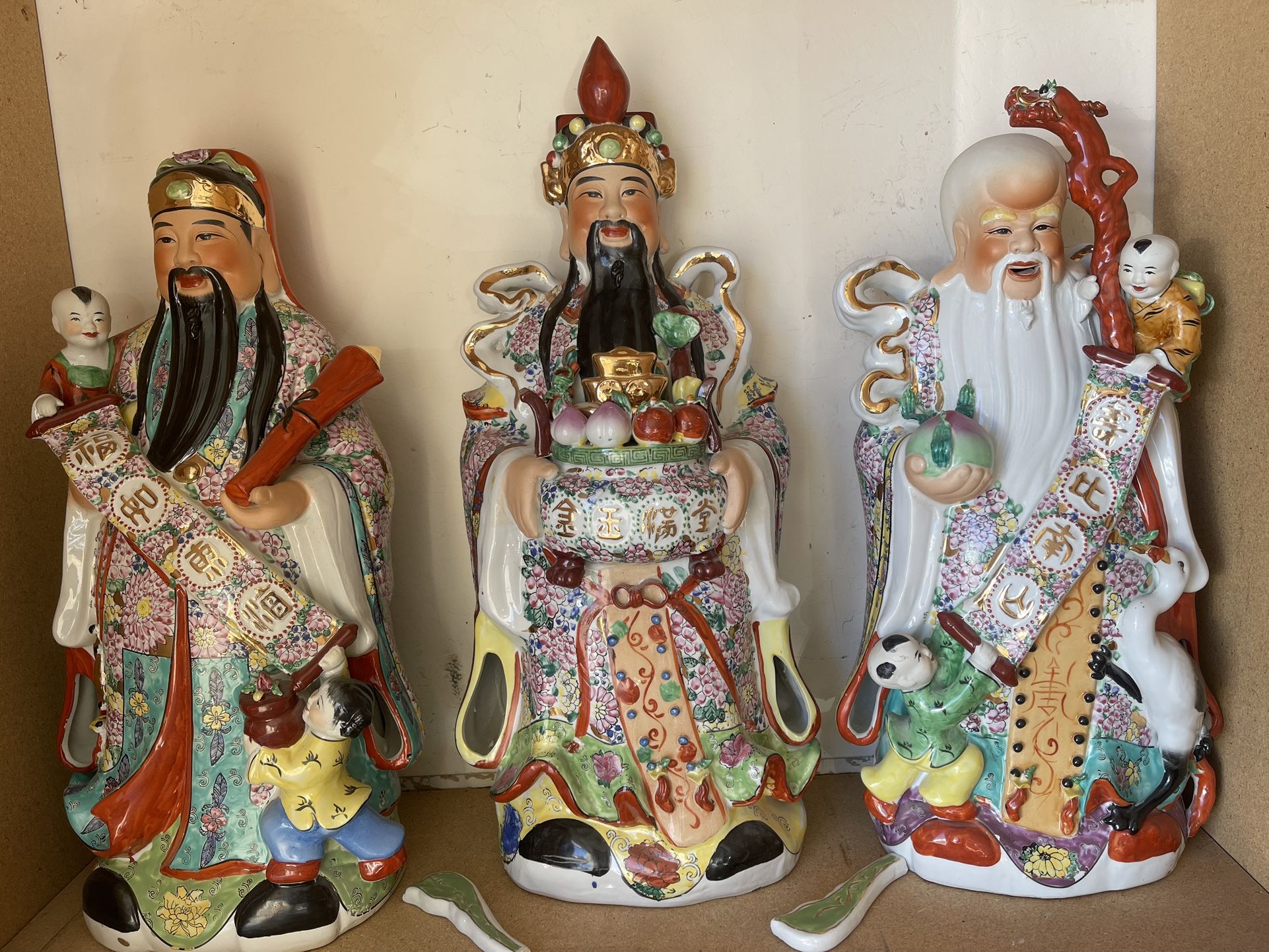 Large Ceramic Chinese god Statue (3Pieces)