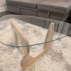 Modern Glass Coffee Table – Minimalist Design, Solid Wood Base