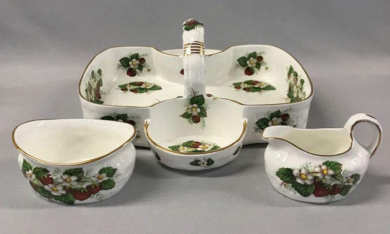 Vintage Porcelain Tea Basket Set 