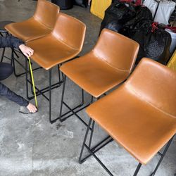 LEATHER BAR STOOLS SET OF 4