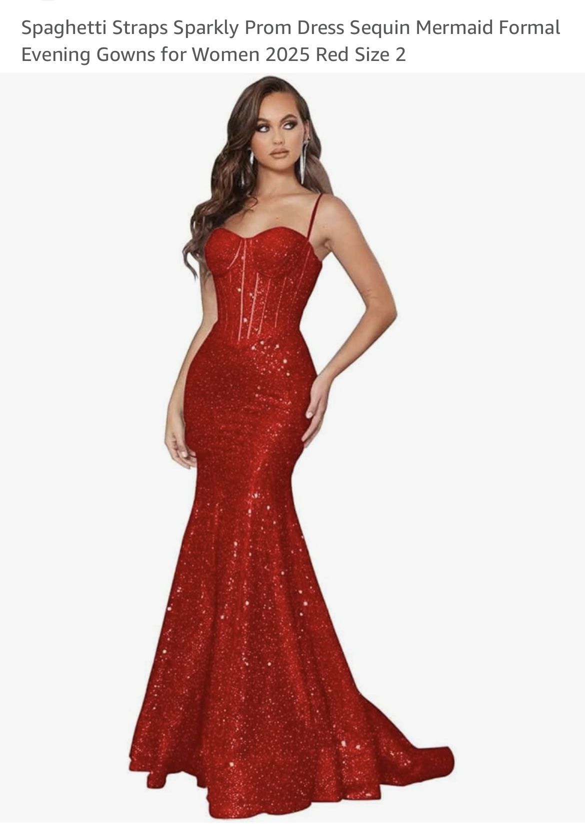 Red Sequined prom dress