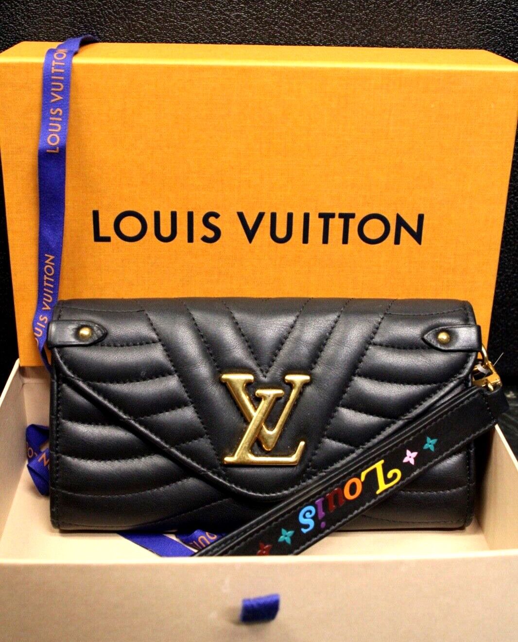 Louis Vuitton - Leather New Wave Long Wallet Black +Box We have Gucci Louis Vuitton Versace Rolex Chanel Gold Diamonds Dolce Gabbana