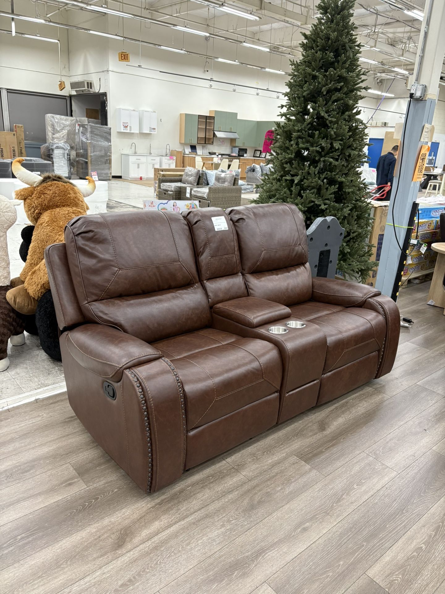 New Brown Manual Rocker Loveseat 
