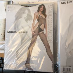 Music Legs #1319 Black Seamless Fishnet Suspender BodyStocking Fit ‘-5’10” 100-175lbs $6.00