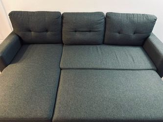 Grey 3‑Seater Couch w/ Pull‑Out Bed & Storage Chaise – Great Condition