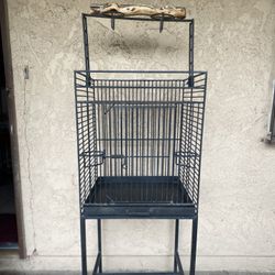 TALL BLACK PARROT BIRD ROLLING CAGE