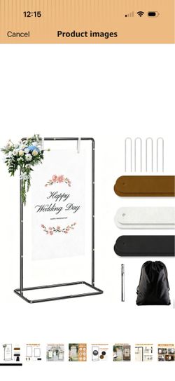 Blcak Wedding Sign Holder Adjustable Welcome to Our Wedding Sign Stand 68”x31”x 20”,Heavy Duty Easel Stand for Sign Include 6 Sign Hanging Straps &1 S