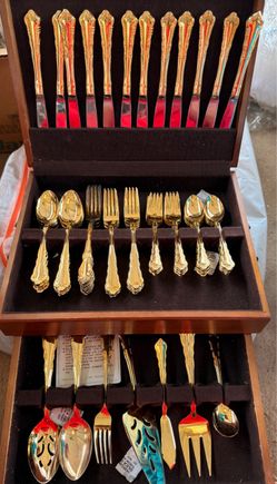 1847 Rogers Bros Gold Plated Flatware Set