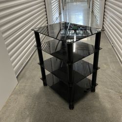 Black Glass AV Shelf Media Component Storage