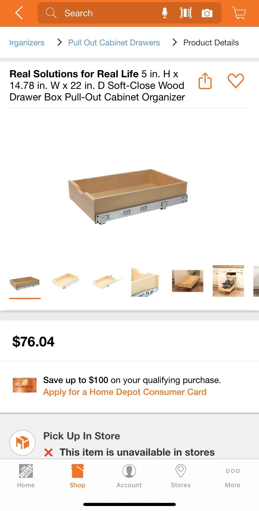 Cabinet organizer drawer