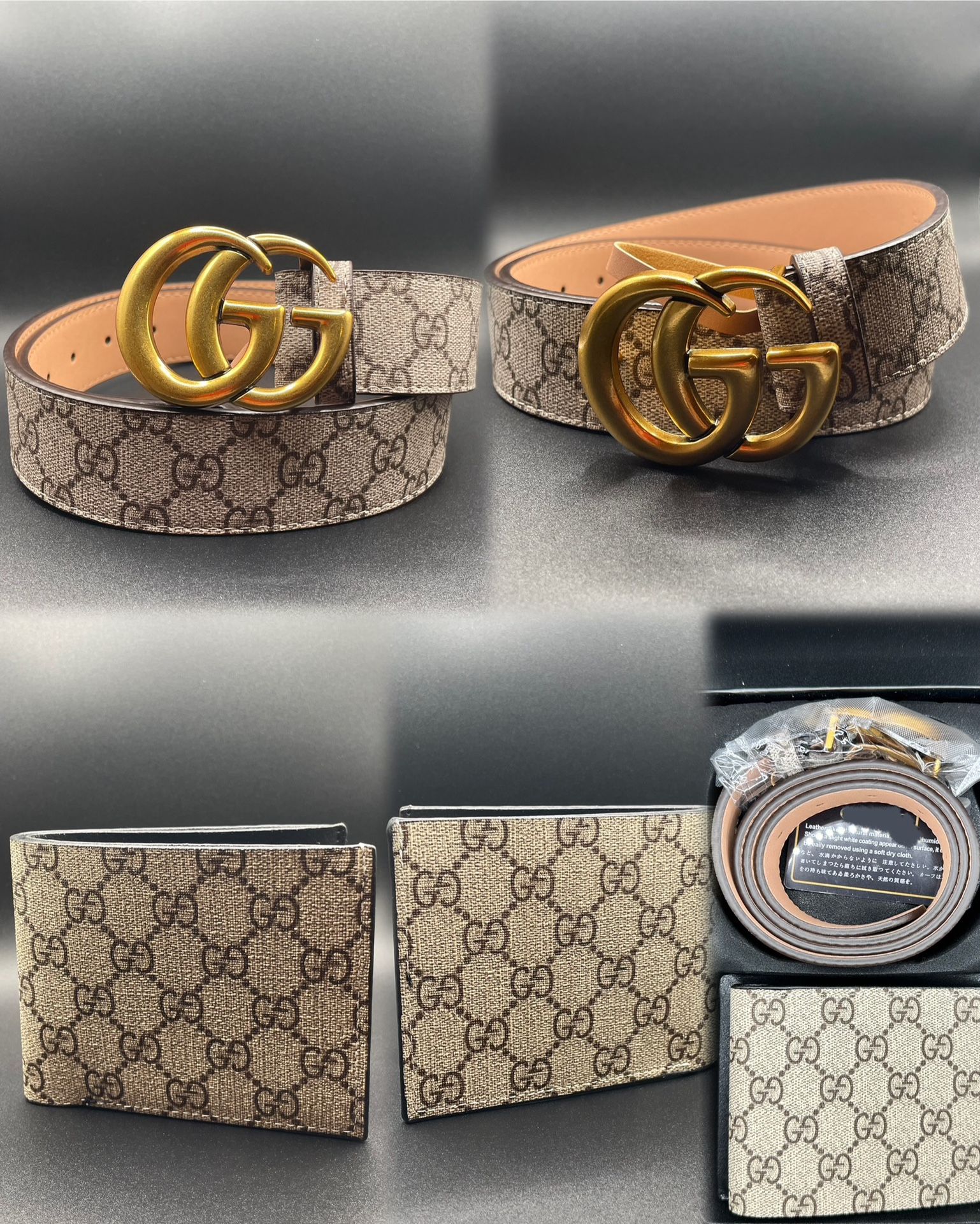 Mens Designer Belt and Wallet Set