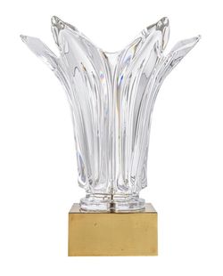 RARE Vtg Cofrac Paris Art Verrier France Sculptural Glass Flower Pedestal Lamp