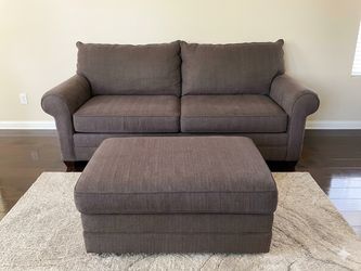 Comfortable Charcoal Gray Sofa & Matching Storage Ottoman Set – Great Condition! - Need Gone Today!