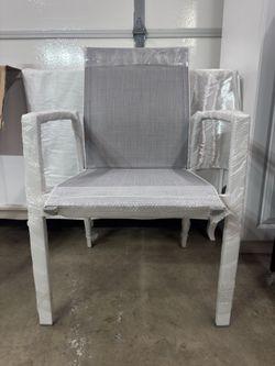 White Stacking Aluminum Patio Dining Armchair (Set of 4)