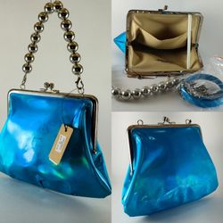 Reflective Blue Metallic Handbag 