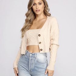 She’s A Trendsetter Cable Knit Cardigan 