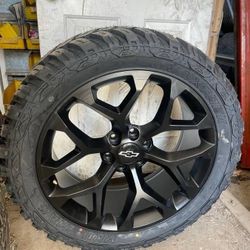 New 22” Chevy black Rims and Tires 22 Wheels Silverado Sierra factory