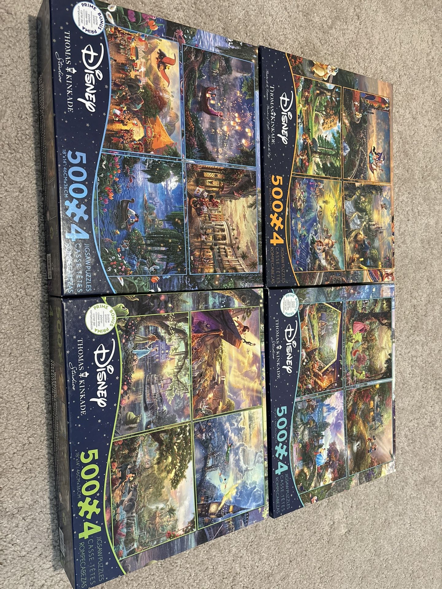 Disney Thomas Kinkade Disney Puzzles 4 Puzzles Per Box 500 Piece Puzzles