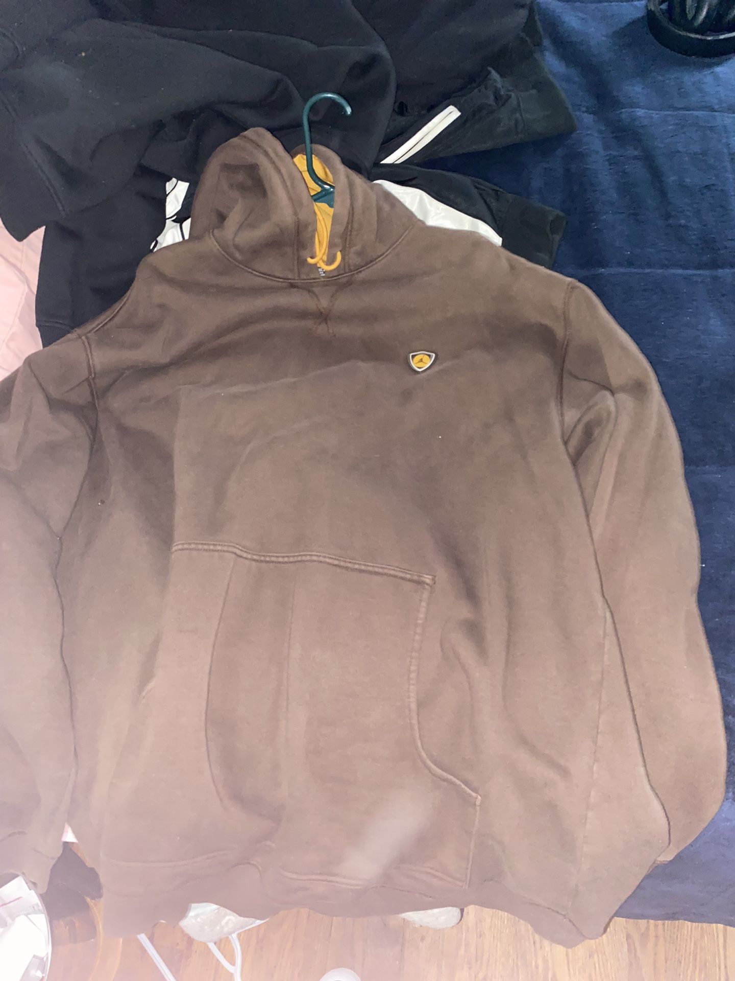 VINTAGE Y2K Men's 2XL Jordan Jumpman 14 Brown Hoodie Drawstring Pullover Jacket
