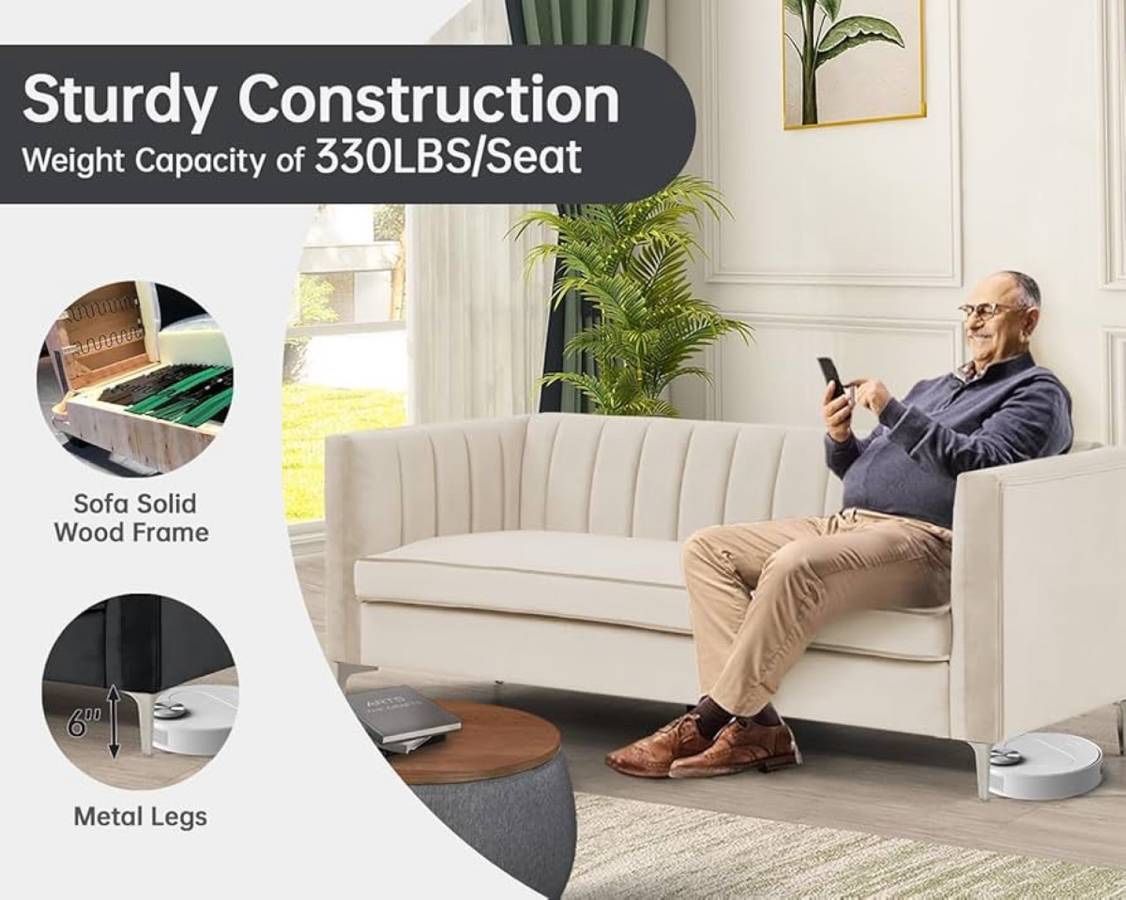 Assembled 71-in W Modern Off-white Sofa, Living Room Couch , Apartment Sofa ,3 Seats