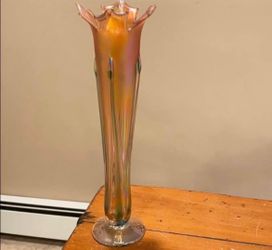 R. Mynott Art Nouveau Style Iridescent Glass Vase