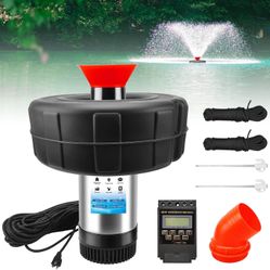 Pond Fountain Aerator, 1HP 750W 110V/15000 GPH Floating Fountain with 100 Feet Power Cord & Timer, Fountain Pump, Floating Aerating Pump for Small Lar