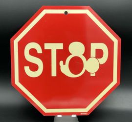 Limited Release 1990's Walt Disney Vintage Mickey Mouse Road Stop Sign
