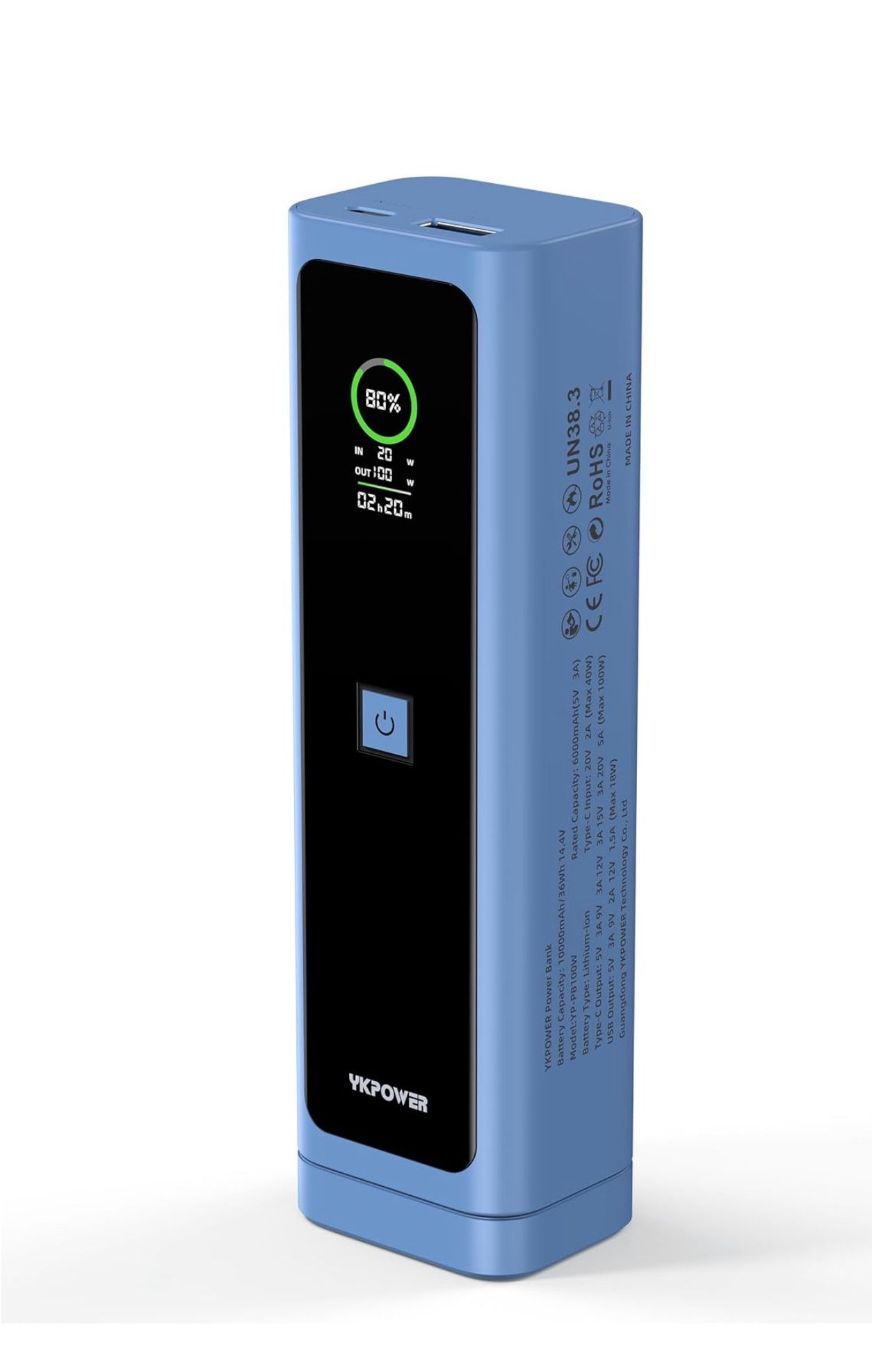 Power Bank, 100W 10000mAh Fast Charging Laptop Portable Charger with USB C & USB A Port, Smart TFT Display, LED Light & SOS, for iPhone 16/15 Series/G