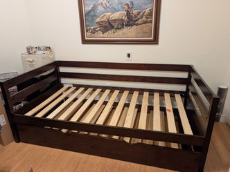 Dark Wood Daybed Frame with Trundle