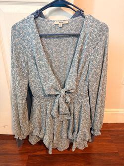 Papútel Blue Floral Long Sleeve Romper