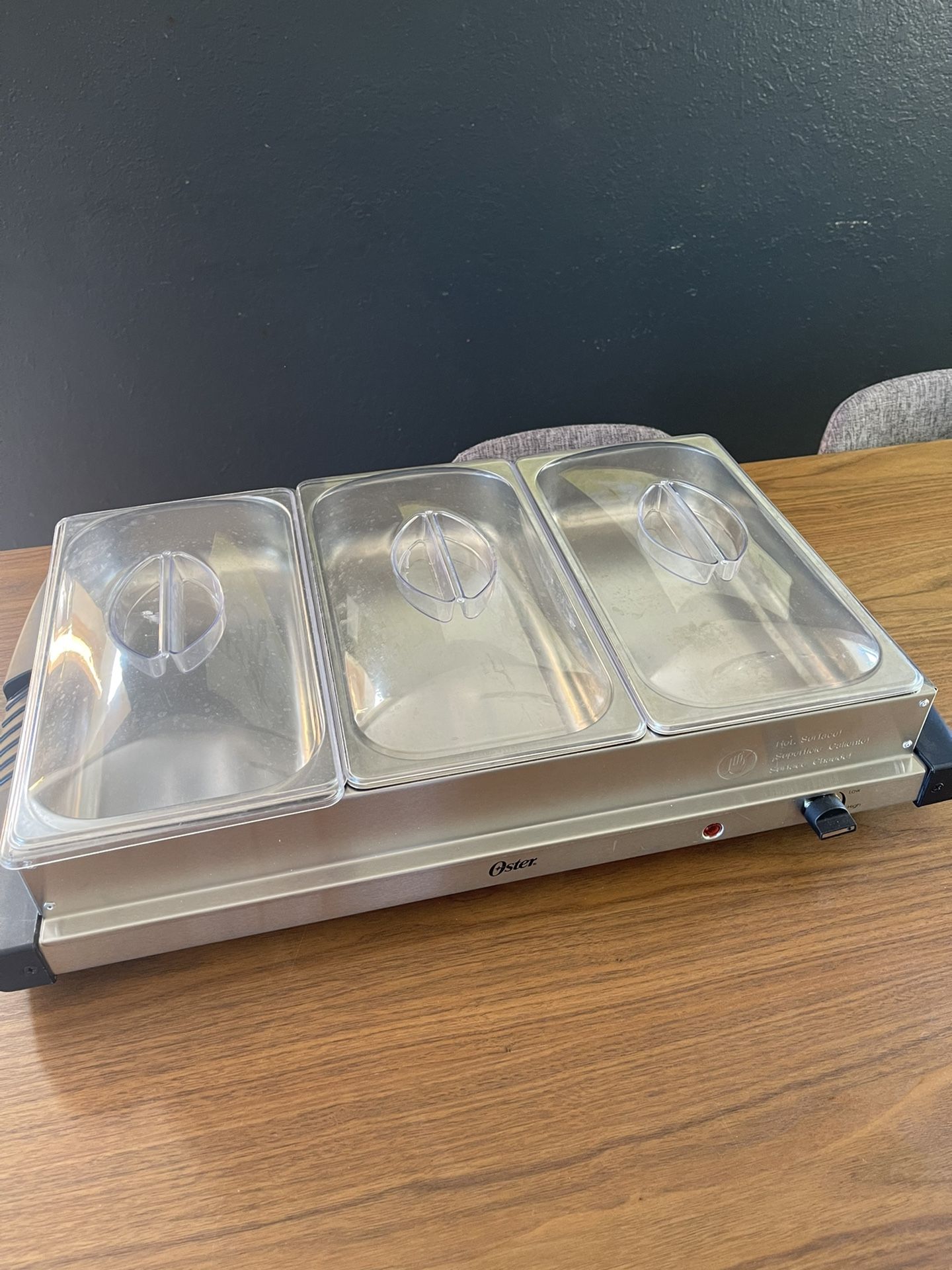 Oster Buffet Server Warming Tray | Triple Tray, 2.5 Quart, Stainless Steel