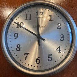7” Wide Silver Colored Wall Clock