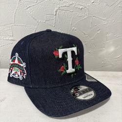 MLB New Era Texas Rangers Denim Floral 1995 All Star Game Patch 9fifty A Frame SnapBack Hat 