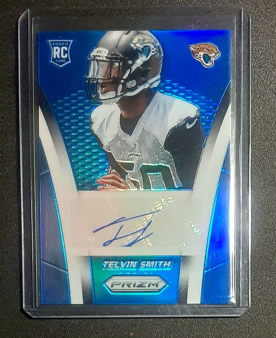 Telvin Smith Rookie Auto, Serial Numbered, Blue Refractor. 2014 Panini Prizm 73/75 # AR-TS.