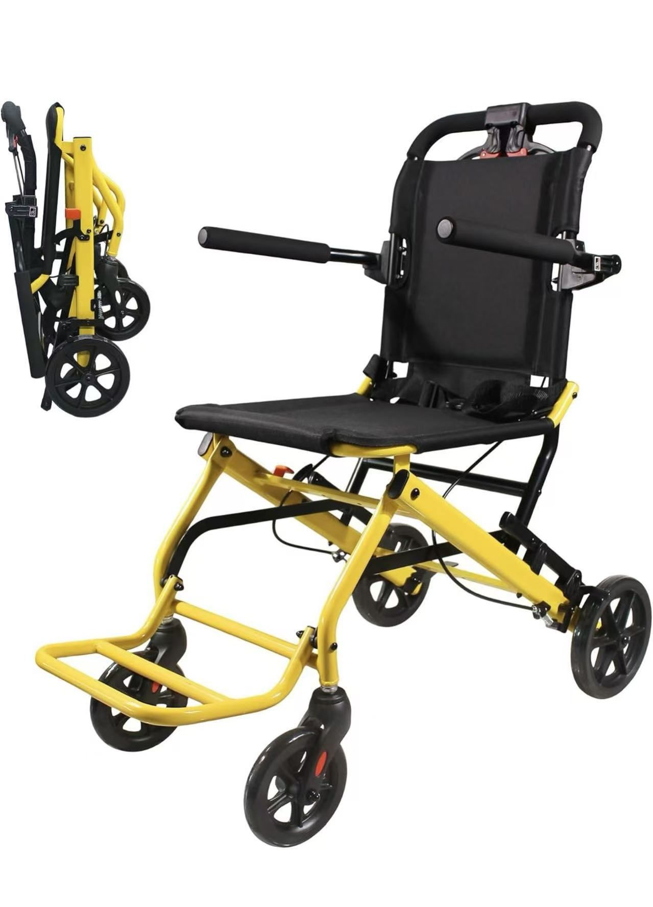 Ultra-Lightweight Transport Wheelchair for Adults & Elderly,220lbs Capacity,16.2" Seat,Portable Design