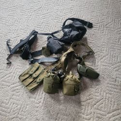 2 Military Belt With Decanters Knife Seath And Pistol Holster