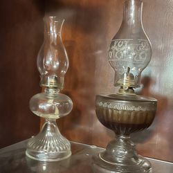 19 Century Antique Oil Lamps 