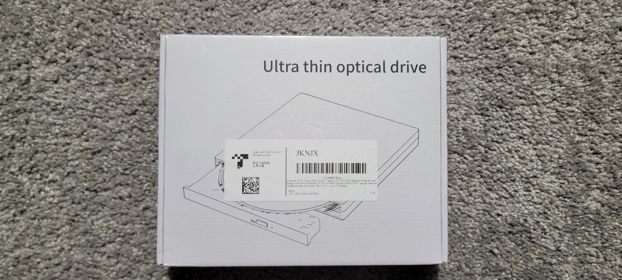 Ultra Thin USB External DVD/CD Drive – New in Box