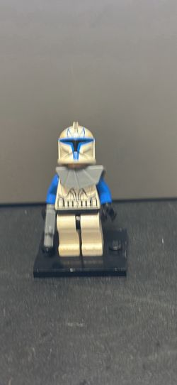 Lego Clone Trooper Captain Rex, 501st Legion (Phase 1) - Dark Bluish Gray Visor, Pauldron, and , Large Eyes
