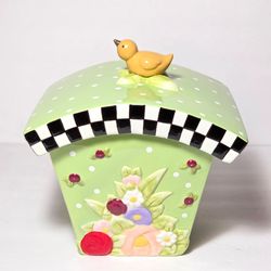 Mary Engelbreit Cookie Jar Floral Bird