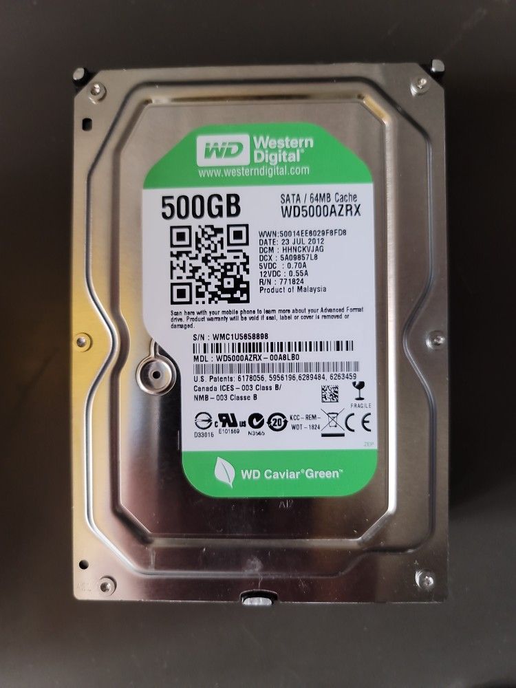 WD 500GB SATA HDD hard drive