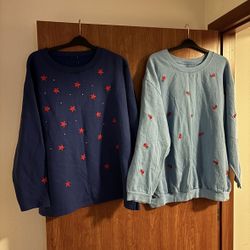 Vintage Quacker Factory; Set Of Two Long Sleeved  Tunic Sweatshirt 3XL
